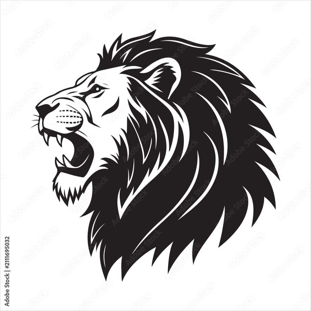 Fototapeta premium majestic lion vector silhouette outline logo design concept illustration idea