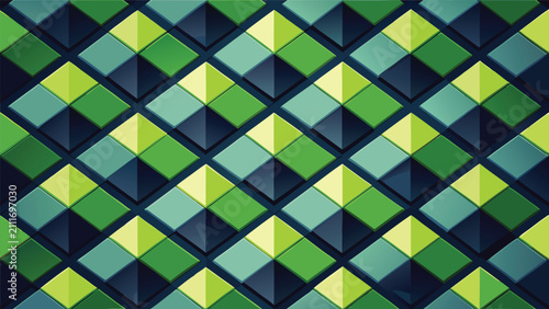Cuadro en lienzo Abstract geometric pattern with repeating green and blue diamond shapes geometri