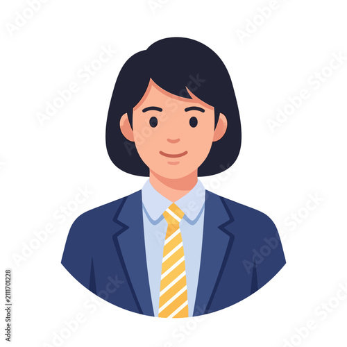 Professional Businesswoman Avatar in Suit and Tie Illustration