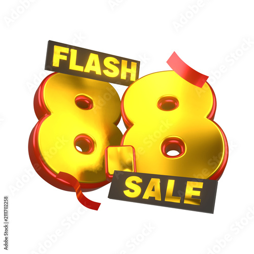 3d Flash Sale 8.8 - Special Offer Promotion isolated for eight day of eight month