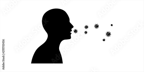 Cough and Germ Spread Silhouette Vector Set – Airborne Infection, Virus Outbreak and Contagious Disease Concept
Human Coughing with Virus Particles Silhouette Icons – Respiratory Health and Infection 