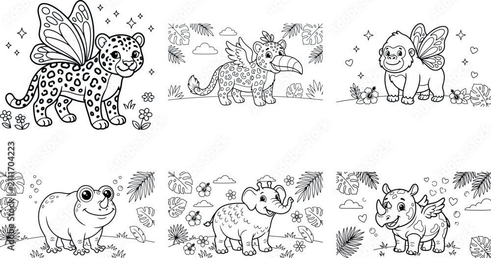 Obraz premium Cute holiday themed underwater and animal coloring pages for kids fun activities