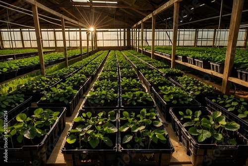 Strawberry Seedlings in Recycled Crates at 