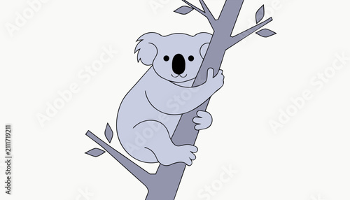 Photography Adorable Animal Graphic Featuring a Climbing Koala Bear on Eucalyptus