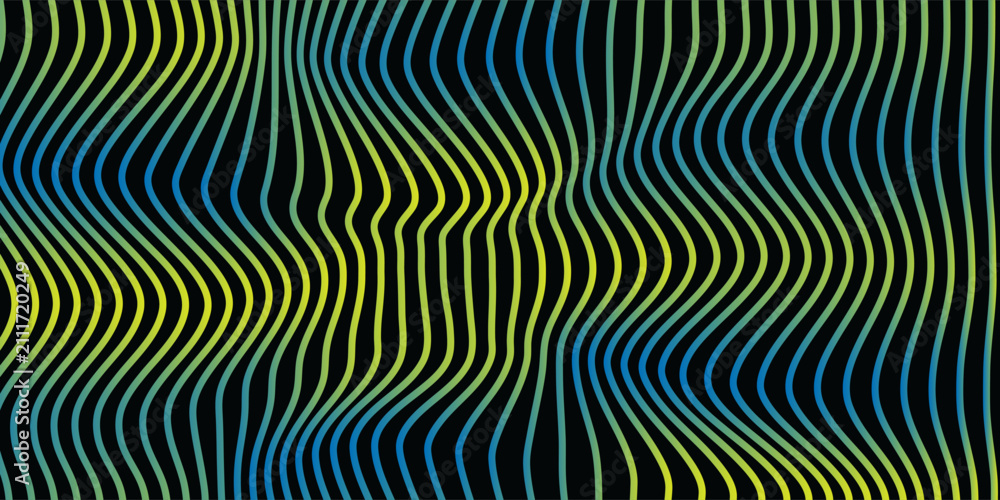 Fototapeta premium Line wave technology, abstract lines on a black background. Colorful wavy waves, frequency sound waves. modern art.