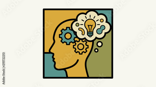 A conceptual illustration of creative thinking and idea generation