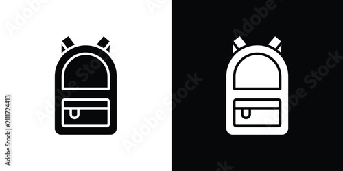 Backpack icon simple graphics set