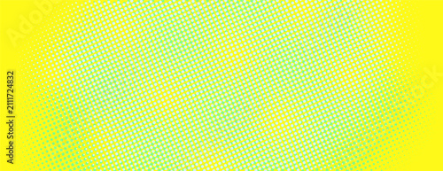 Trendy halftone background with vibrant yellow and green pop art gradient. Creative vector banner for modern design