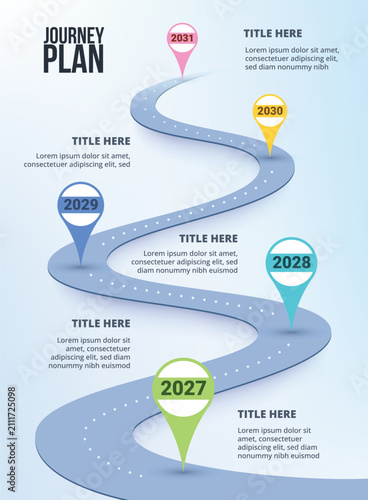 Vertical Winding Road infographic with timeline concept. Road way location infographic template with pin pointer. Vector EPS 10