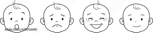фотографія Cute baby face emotion icon set showing different facial expressions including s
