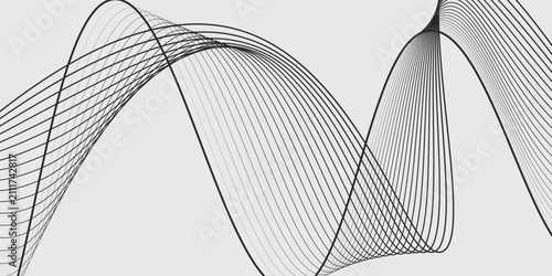 Abstract vector background with black wavy lines