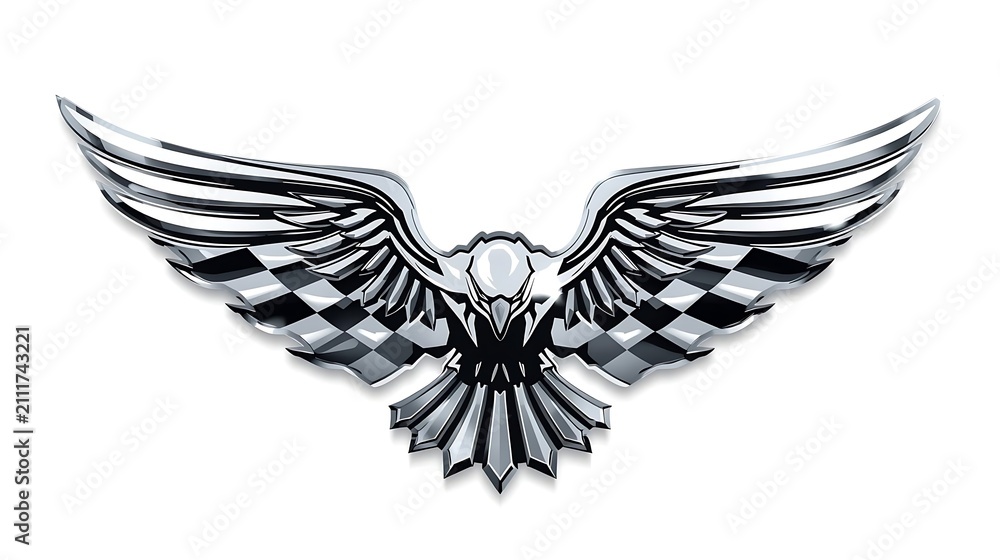 Fototapeta premium Metallic Eagle Emblem With Open Wings