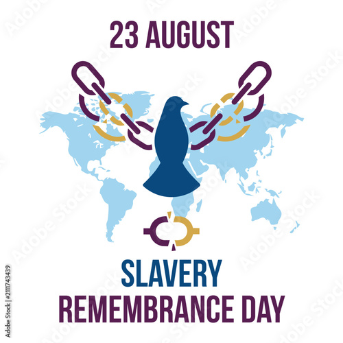 Bild auf Leinwand Slavery Remembrance Day International Map and Dove