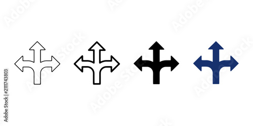 Arrows pointing in three directions illustrate strategic choices and complex decision making processes.