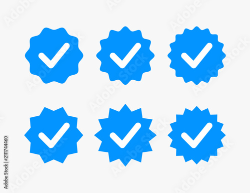 Blue verified check mark icon for social media user profile verification badge