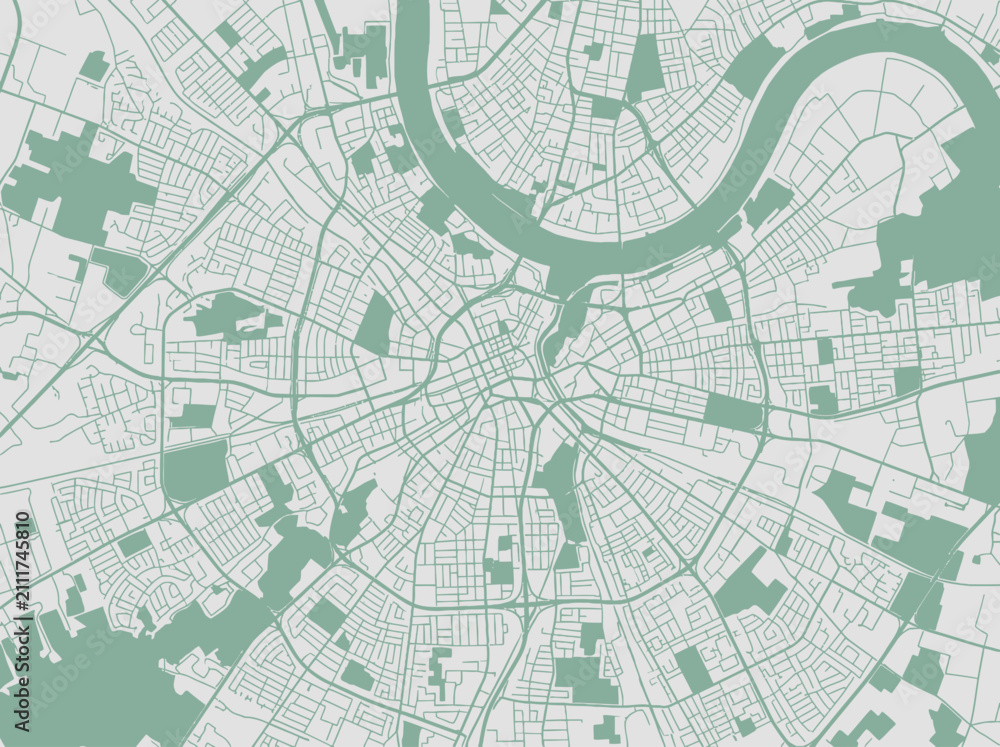 Fototapeta premium Minimalist Urban City Map Vector with River and Green Spaces