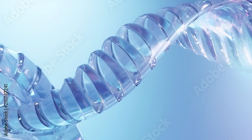 Abstract Blue Spiral DNA Helix Structure.