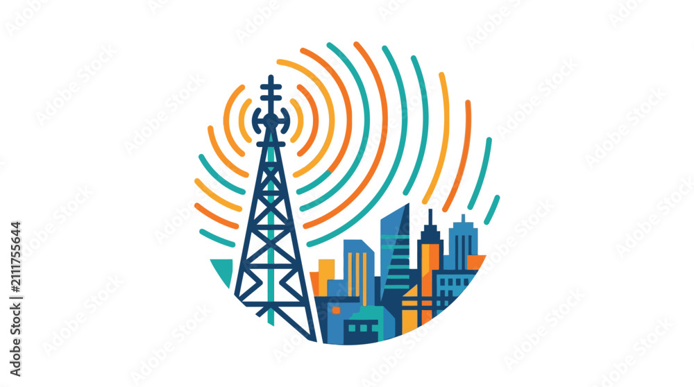 Obraz premium Cell Tower Urban Communication Network.