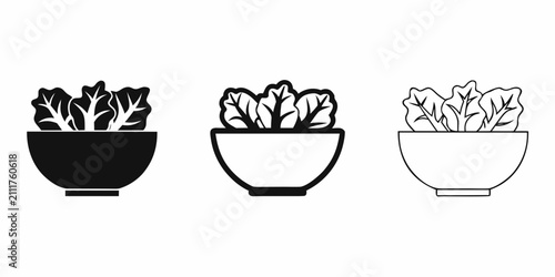 Konstfotografi Bowl Of Leafy Greens Black And White Silhouette Set