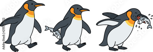 фотографія Cute Penguin Cartoon Character Vector Illustration Set Featuring Playful King Pe