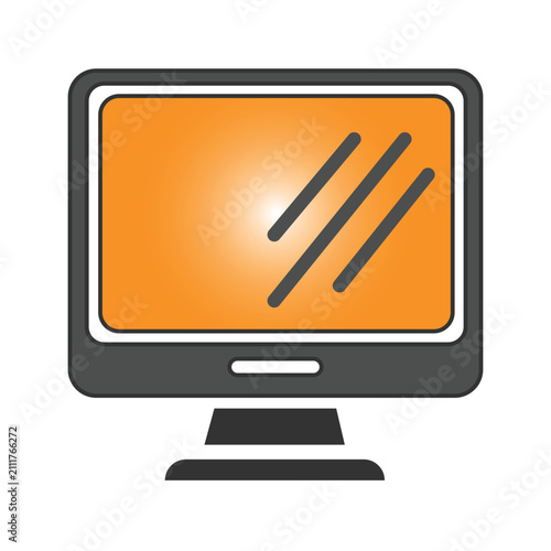 Computer Monitor Screen Orange Vector Icon