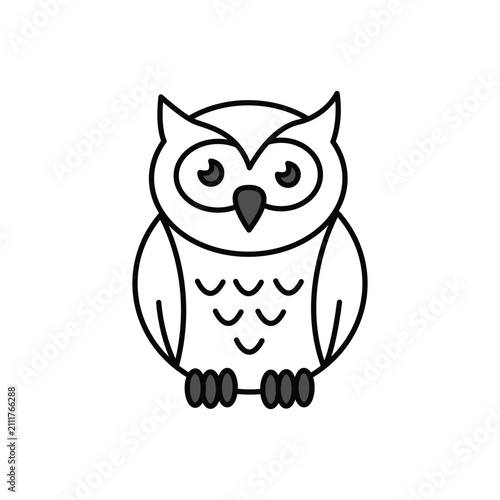 Cute Owl Bird Line Art Vector Illustration