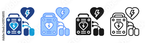 Bild auf Leinwand Defibrillation icon set multiple style collection