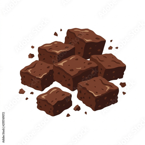 Фотография Delicious Homemade Chocolate Brownies with Crumbs.
