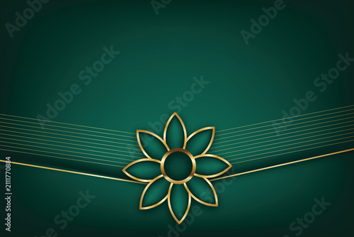 Luxury dark green background with 3d flower