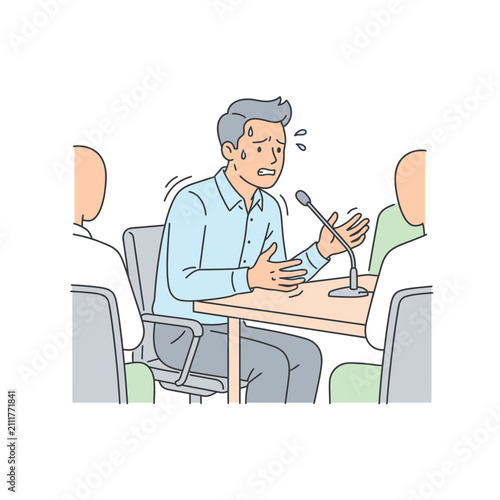 Quadro em tela Anxious Man Speaking at Conference Table