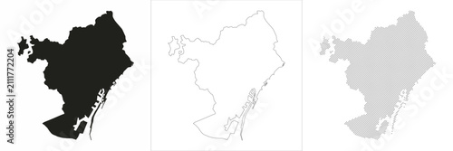 Fotografía Outline silhouette Barcelona map city map vector lineart halftone boundary and u