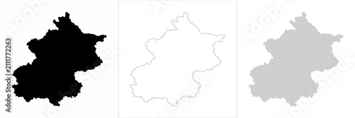 фотографія Vector lineart halftone Beijing map city map outline silhouette boundary of urba