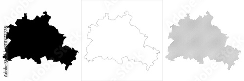 Cuadro en lienzo Boundary Berlin map city map outline silhouette vector lineart halftone for urba