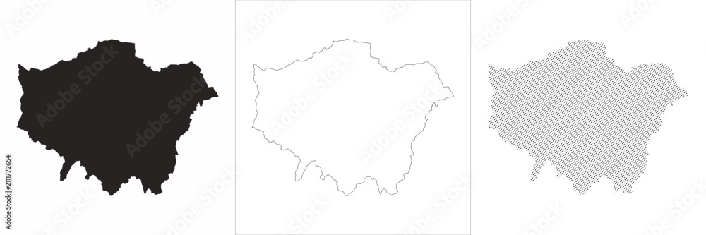 Obraz premium Vector lineart halftone London map city map outline silhouette boundary of urban cartography municipality district administrative