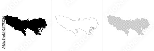 Canvastavla Outline silhouette Tokyo map city map vector lineart halftone boundary and urban