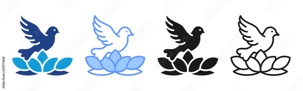 Fototapeta premium Inner Peace icon set multiple style collection