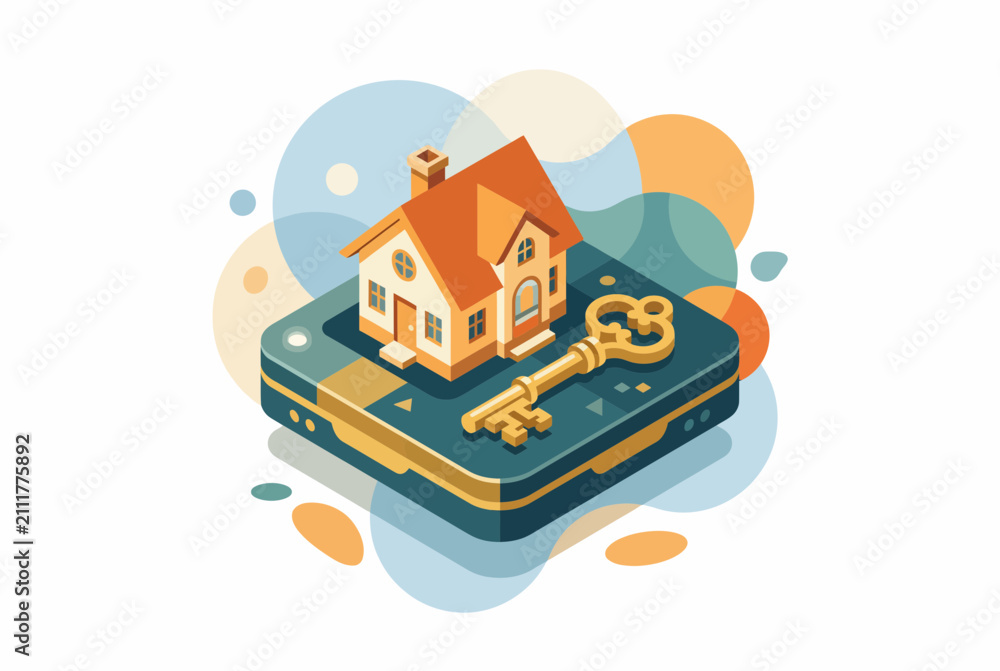 Naklejka premium Isometric Home Insurance and Property Protection Concept