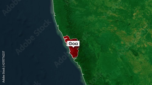 Goa State Highlighted on India Country Map Animation