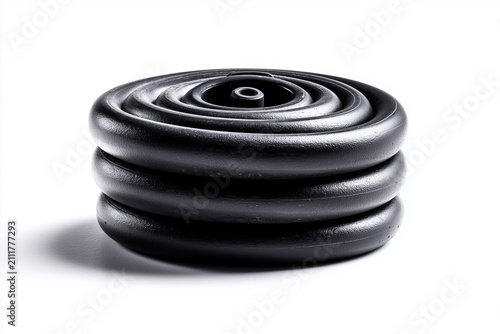 Abstract Black Spiral Coil Object Isolated On White Background With High Contrast Studio Lighting