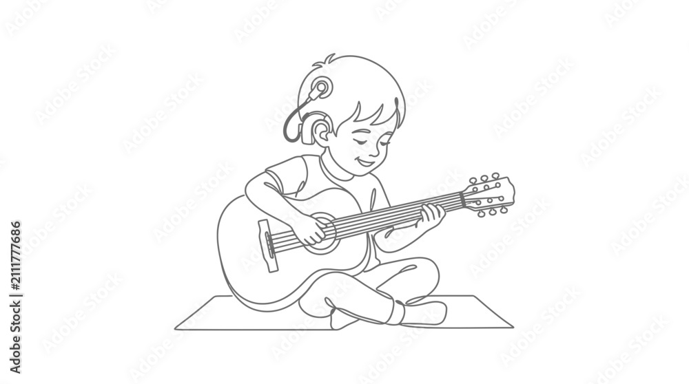 Fototapeta premium Child Playing Guitar