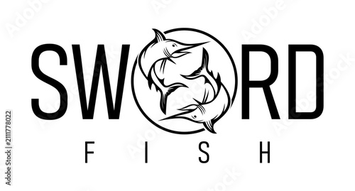 Marlin sword fish logo design vector art