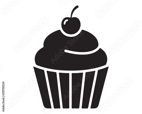 PriCute cupcake with cherry topping illustration. Playful dessert icon for bakery branding and sweet design projects.nt