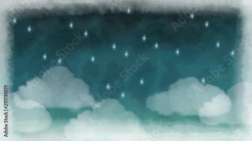 An animation featuring a watercolor night sky background reminiscent of a picture book