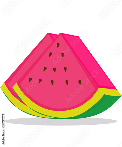 Cartoon isolated melon. Ripe watermelon and juicy watermelons slice, whole and sliced red fresh delicious piece tasty water melons fruit vector illustration.