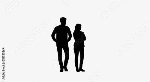 Silhouetted Couple in Profile Pose.