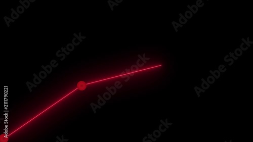Futuristic red neon line graph glowing against a black background, showing a rising trend with highlighted data points.