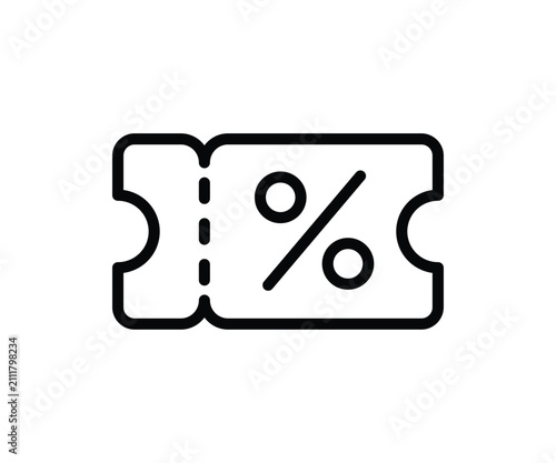 Discount Coupon Line Icon on White Background