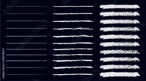 Set of hand drawn chalk style lines and brush strokes with collection background isolated illustration decoration ornament horizontal abstract creative handmade elements graphical