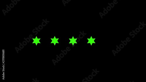 Five Green Stars Rating Motion Graphics Animation: Simple 5 Star Review Overlay Effect for Customer Feedback Videos, Best Quality Rating Visual for Video Editing and Motion Design, 4K