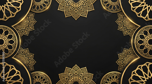 Luxury Golden Mandala Background with Copy Space
